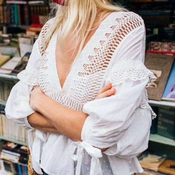 Free People Drive You Mad Blouse Ivory NWT - Picture 3 of 16